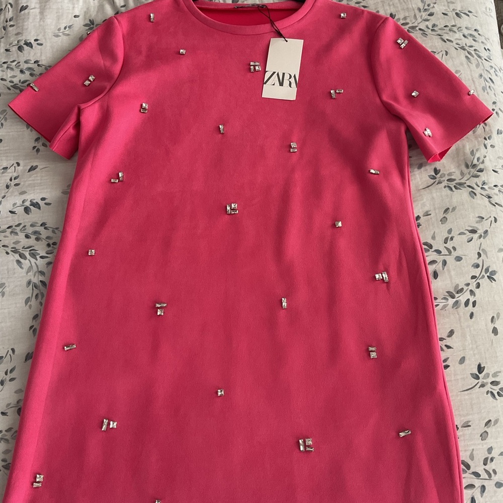 Zara Pink Mini Dress with Silver Accents